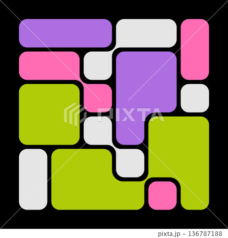 Abstract Bento Grid Vector Background With Liquid Bubble And Metaball Shapes. Trendy Futuristic Geometry For Creative Layouts, Covers, And UI Design 136787188