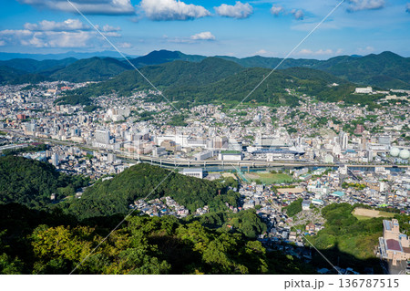 稲佐山山頂展望台から見る長崎市の街並み 稲佐山山頂展望台から見る長崎市の街並み 136787515