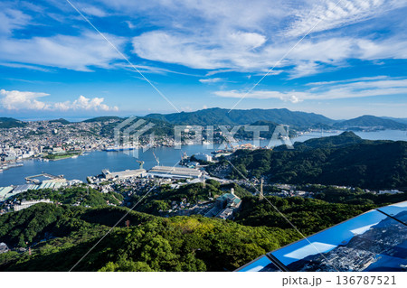 稲佐山山頂展望台から見る女神大橋方面の風景 136787521
