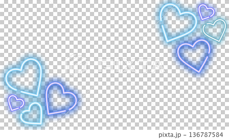 A dark navy solid background frame with shining light blue and blue neon hearts (horizontal 16:9, copy space available) A dark navy solid background frame with shining light blue and blue neon hearts (horizontal 16:9, copy space available) 136787584