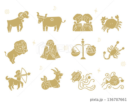 シンプルな12星座イラスト 136787661