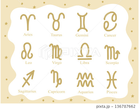 12星座の記号アイコンセット 136787662
