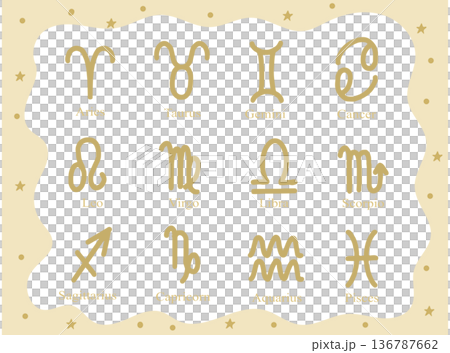 12星座の記号アイコンセット 136787662