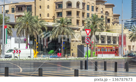 Amazing view of Dubai Skyline timelapse. Residential and Business Skyscrapers in Downtown Amazing view of Dubai Skyline timelapse. Residential and Business Skyscrapers in Downtown 136787673