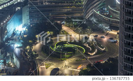 Dubai traffic at night timelapse with beautiful city 136787755