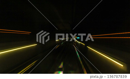 Moving through subway tunnel timelapse in Paris Moving through subway tunnel timelapse in Paris 136787839