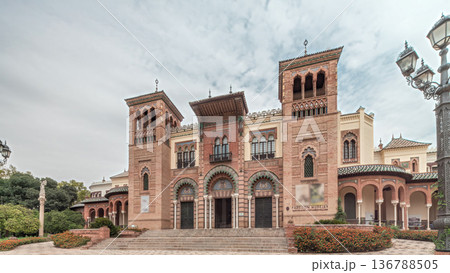Museum of Arts and Traditions of Seville in Maria Luisa Park timelapse hyperlapse 136788505