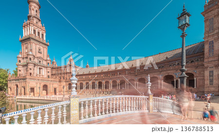 Plaza de Espana timelapse panorama in Seville, Spain 136788513