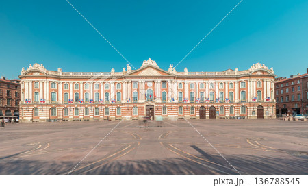 The Capitole de Toulouse timelapse showcases the historic city hall. France The Capitole de Toulouse timelapse showcases the historic city hall. France 136788545