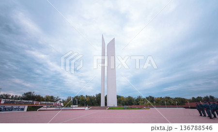 II World War monument in Uralsk timelapse hyperlapse II World War monument in Uralsk timelapse hyperlapse 136788546
