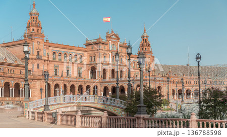 Plaza de Espana timelapse hyperlapse in Seville, Spain 136788598