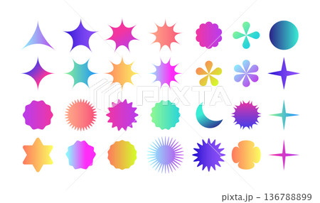 Set of bright Gradient Abstract Geometric Shapes, trendy geometric form design suitable for website, branding, billboards, packaging. Simple flat Bauhaus forms. Vector collection 136788899