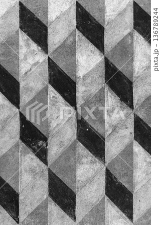 Bold chevron tile pattern in gray scale tones, abstract background photo texture Bold chevron tile pattern in gray scale tones, abstract background photo texture 136789244