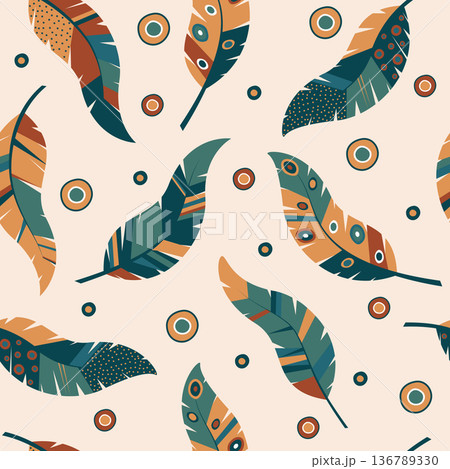 colorful feather seamless pattern 136789330