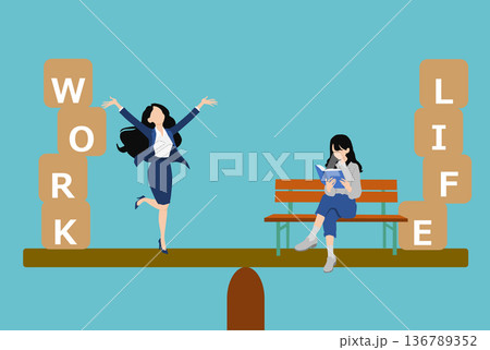 ワークライフバランスのイラスト ワークライフバランスのイラスト 136789352