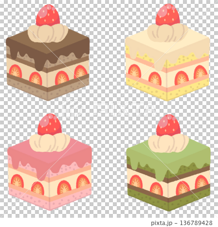 四種蛋糕的插圖 136789428