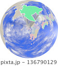 地球上空から見た、浮かび上がる佐賀県のプラネット風地図 136790129