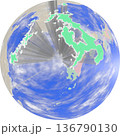 地球上空から見た、浮かび上がる長崎県のプラネット風地図 136790130