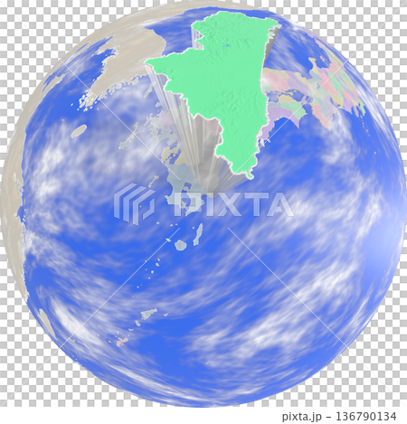 從地球上空看到的宮崎縣行星狀地圖 136790134