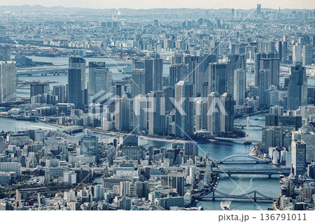 東京都、湾岸エリアの高級タワーマンション群 東京都、湾岸エリアの高級タワーマンション群 136791011