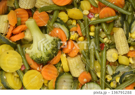 Mixed Steamed Vegetables Background 136791288