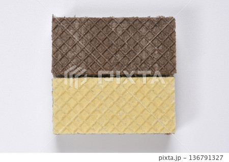 Top View of Chocolate and Vanilla Wafers Top View of Chocolate and Vanilla Wafers 136791327