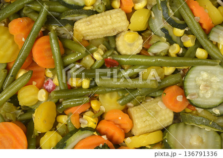 Mixed Steamed Vegetables Background Mixed Steamed Vegetables Background 136791336