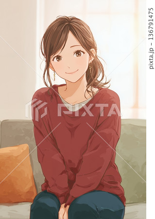 若い女性のイラスト 136791475