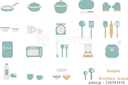北欧風キッチン用品家電シンプルセット素材 136791476