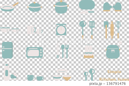 北欧風キッチン用品家電シンプルセット素材 136791476