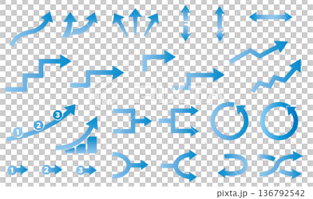 Blue Gradient Arrow Set for Business Diagrams 136792542