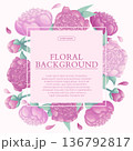 Colorful background with beautiful delicate peonies. Wedding concept, March 8th, mother's day, birthday. Vector illustration for the design of posters, flyers, postcards, invitations 136792817