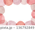 水彩風のラフな水玉フレーム(赤) 136792849