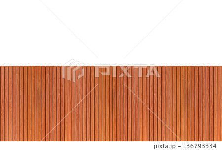 A seamless, patterned wooden fence or wall against a white background. A seamless, patterned wooden fence or wall against a white background. 136793334