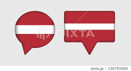 Flag of Latvia in speech bubble. 136793800