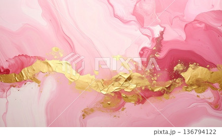 ピンクとゴールドの上品抽象 136794122