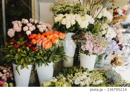 Beautiful colorful flowers in a Flower shop. 136795214