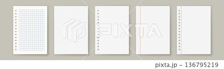 Copybook Notebook Notepad Paper Grid Lined Squared Plan Page Paper Vector Note Set Copybook Notebook Notepad Paper Grid Lined Squared Plan Page Paper Vector Note Set 136795219