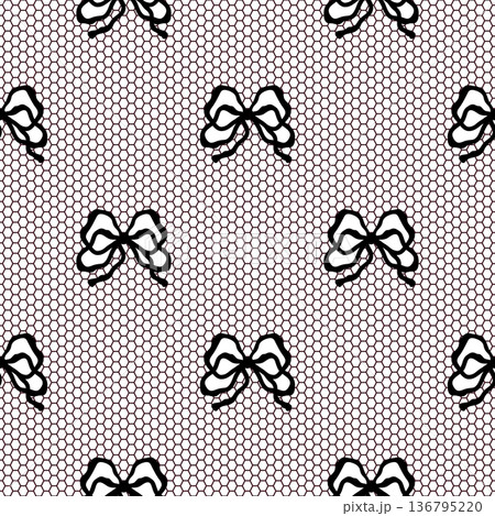 Lace Vintage Ribbon Bow Seamless Pattern Ornate Coquette Girly Vector Background For Greeting Card And Invitation 136795220