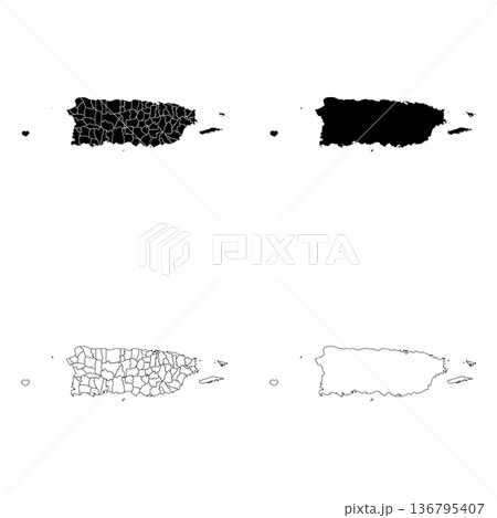 Puerto Rico Outline and Solid Fill Map Set. Puerto Rico Outline and Solid Fill Map Set. 136795407