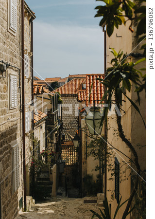 Amazing view of Dubrovnik old town in a sunny day. Travel destination in Croatia. 136796082