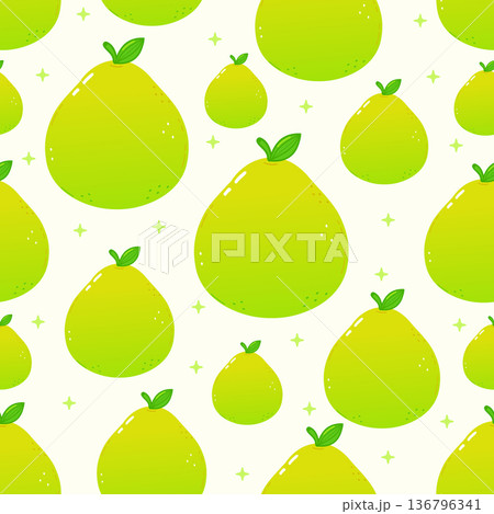 Green pomelo citrus fruit seamless pattern design 136796341