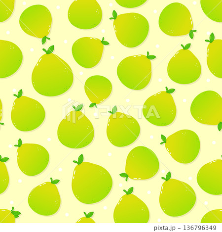 Pomelo fruit seamless pattern on light yellow background 136796349