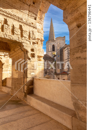 Ancient Roman Amphitheatre Arena In Arles Provence France 136796441