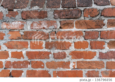Fragment of a 19th century brick wall 136796856
