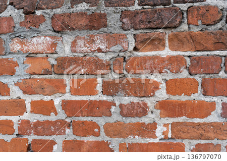 Fragment of a 19th century brick wall 136797070