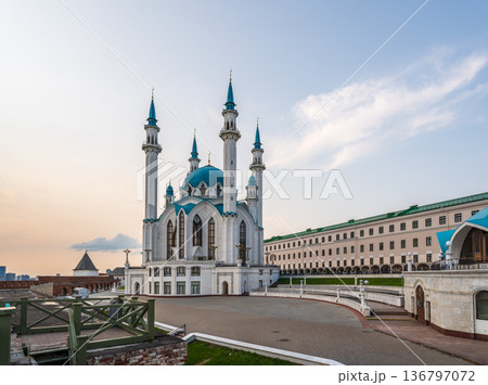 Kul Sharif mosque in Kazan Kremlin, Tatarstan, Russia. It is tourist attraction of Kazan. 136797072