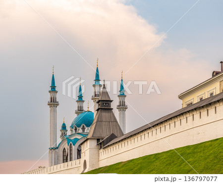Kul Sharif mosque in Kazan Kremlin, Tatarstan, Russia. It is tourist attraction of Kazan. 136797077