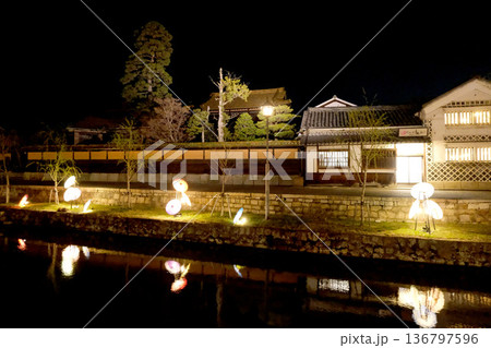 岡山県倉敷市_倉敷美観地区ライトアップ25_2025年3月 岡山県倉敷市_倉敷美観地区ライトアップ25_2025年3月 136797596