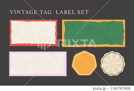 Retro Textured Postage Vintage Frame Label Set, Tag, Sticker, Card, Invitation Vector Classic Collection 136797900